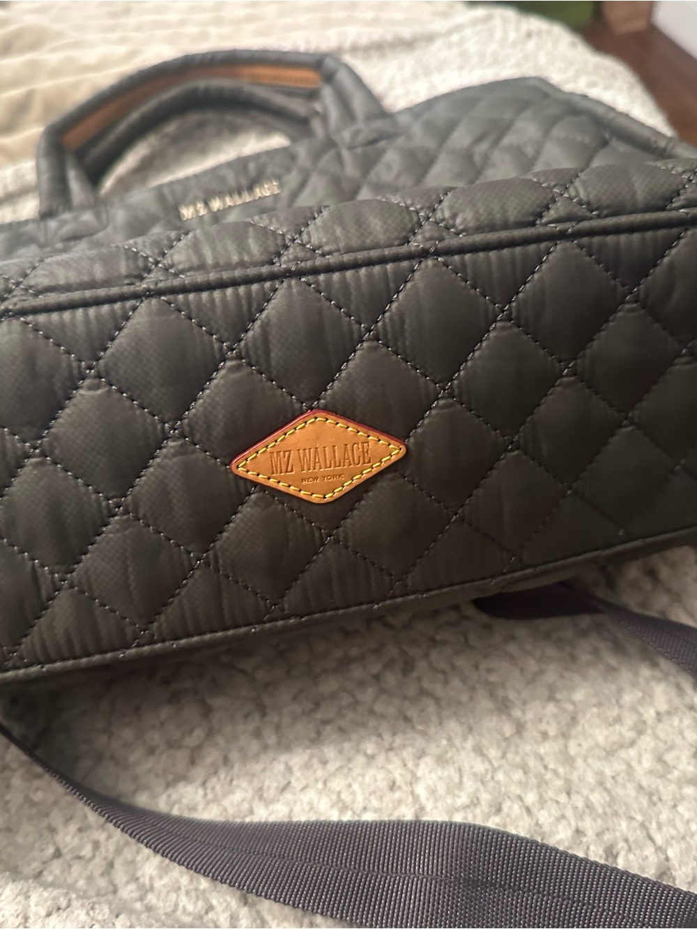 MZ Wallace Black Quilted Nylon Tote with Top Handles Metro Box Tote - Picture 2 of 9